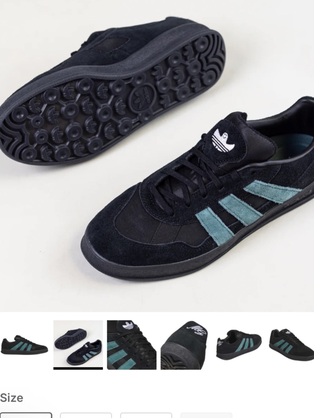 adidas Black Suede Sneakers with Teal Accent Stripes